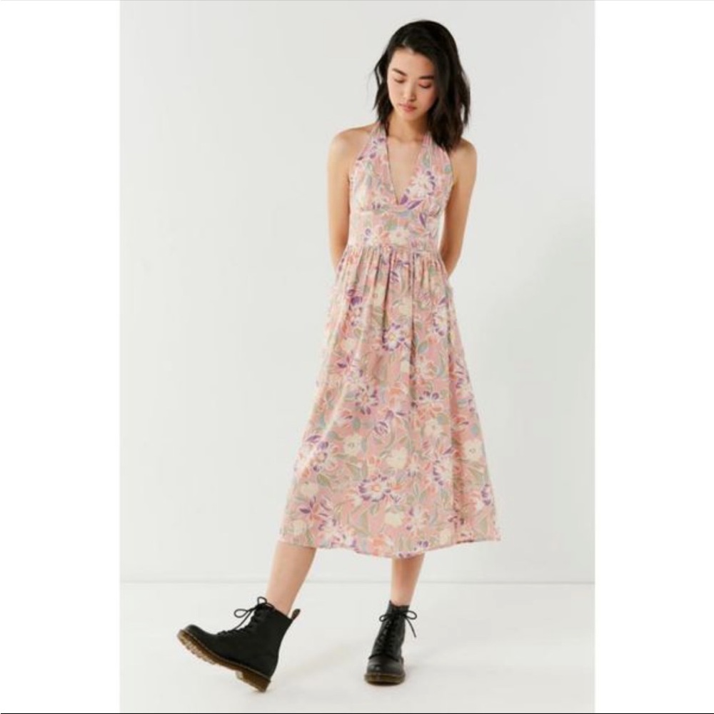 Urban Outfitters Betsey Linen Halter Dress Size S